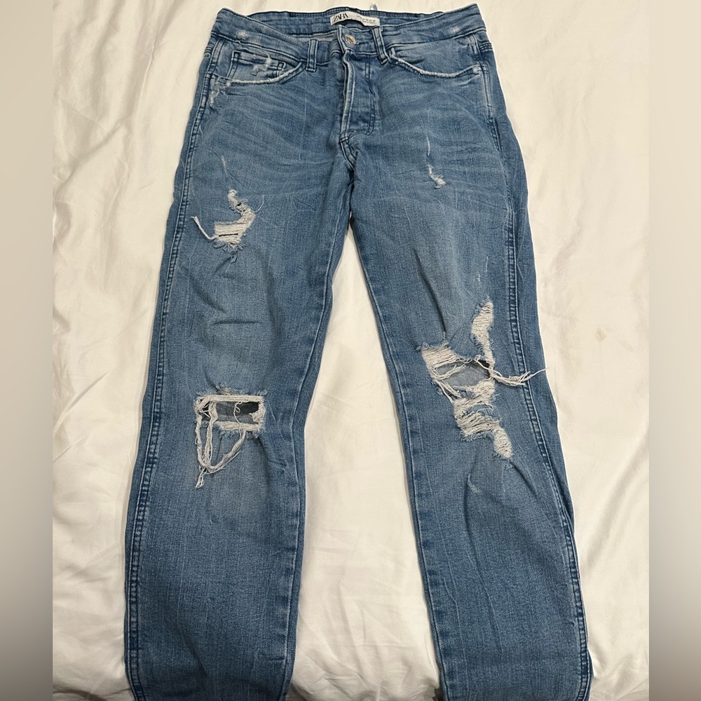 Blue ripped jeans